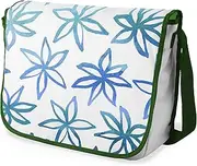 [Bonamaison] Le Jardin du Lin Digitally Printed Messenger School Bags with Khaki Straps for Girls and Boys, Back to School, Messenger Bags for Students, Shoulder Bags, Size: 29 x 36 cm, multi-coloured, Messenger