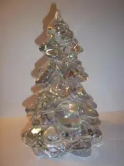 Mosser Glass Crystal Carnival Iridized 5.5" Christmas Tree Figurine Made In USA!