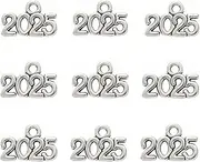 [Kinteshun] Alloy 2025 Year Graduation Charm Pendant for DIY Jewelry Making Accessaries(100pcs,Silver Tone), little, Alloy, No Gemstone