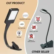 2x LED Book Reading Light Lamp USB Rechargeable Flexible Clip On Bed Desk Table-