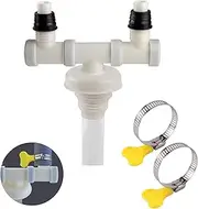 Washing Machine Drain Double Connection, Washing Machine Drain Adapter, with Double Drain Fitting, Connection for Washing Machine, Dryer or Dishwasher with 2 Hose Clamps, White