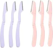 minkissy Compact Eyebrow Razor Storage Case 6 Pcs Beauty Tool Kit Pink Purple for Travel