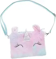 [Minkissy] Unicorn Plush Crossbody Bag for Rainbow Color Sling Purse Soft Material Shoulder Bag for Parties and Easy to Use Zipper Fastener Durable Plush Design