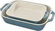 [STAUB] Ceramics Rectangular Baking Dish Set, Casserole Dish, Baking Pans for Lasagna, Cake, 2-Piece, Rustic Turquoise