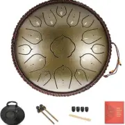 Steel Tongue Drum,Premium 14 Inch 15 Notes D Minor Hand Drum,Adult's instrument