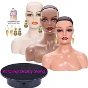 Female Mannequin Head Model with Shoulder for Display Wigs Jewelry Stand Holder