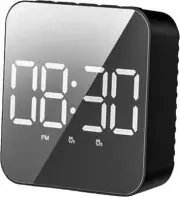 Digital Alarm Clock Mirror Desk Clock with Type-c Charger Ports and Battery