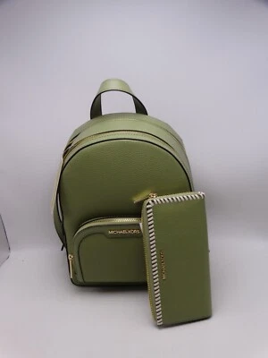 Michael Kors Jaycee Backpack & Zip Around Wallet Llight Sage New with Tag