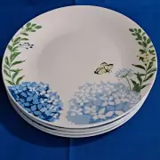 Lot 4 Royal Norfolk BLUE HYDRANGEA Salad PLATES 7 1/2" Spring Wild Butterfly