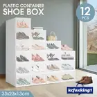 12PCS Stackable Shoe Box Display Case Rack Organiser Storage Cabinet Container
