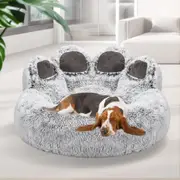Warm Plush Pet Nest Soft Cozy Dog Cat Bed Cushion Non-Slip Washable Grey XXS Grey 35x35x34cm