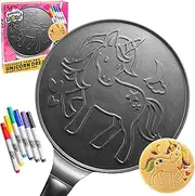 CucinaPro Large 10" Unicorn Pancake Pan - Nonstick Skillet with Set of 6 Edible Food Markers for Decorating Pancakes, Aluminum, Electric and Gas Stovetop Compatible
