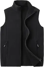 [Detwen] Men's Fleece Winter Waistcoat Transition Vest Outdoor Sleeveless Fleece Jacket Large Sizes