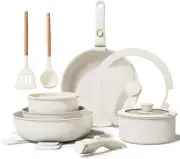 Nonstick Ceramic Cookware Set, 17-Pieces Pots and Pans Set Removable Handles,...