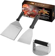 Smashed Burger Press Kit, Heavy Duty Grill Spatula, Stainless Steel Smash Burger Press, Non-Stick Hamburger Press, Professional Home Burger, Stainless Steel Burger Press for Griddle Cooking