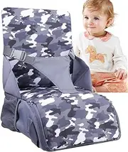 Baby Booster seat, Child Travel high Chair, Children's seat Cushion, 3-Point Belt Chair, Foldable, with backrest, Convertible into Portable Carry Bag or Changing Bag, for Boys and Girls