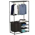 Box Sweden Wardrobe Organiser 4 Tier w/ Laundry Bag Garment Shirts Storage Rack