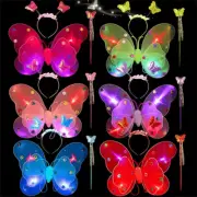 Light up Butterfly Wing LED Fairy Princess Wing with Wand Headband Party Costume
