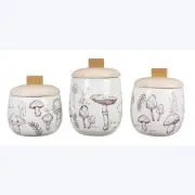 S/3 Ceramic Mushroom Canister Set