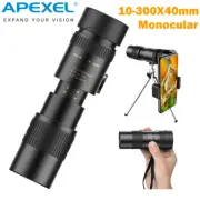 APEXEL 10-300X40 Super HD Monocular Zoom Telephoto Telescope BAK4 With Tripod