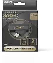Secure 360-C 256GB Software Encrypted USB Flash Drive - USB-C Connector - 256-bit AES encryption - Compatible with Mac, MacBook, PC, Laptop