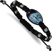 [JewelryWeb] Slip on Adjustable 12x18mm Amethyst Crystal Agate With 5mm Hematite Cord Bracelet Link-Bracelet for Women
