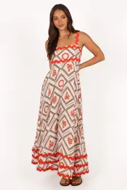 [PUP118] Briella Maxi Dress - White/Orange XS White