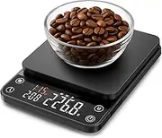 INSMART Coffee Scale with Timer, 0.1g High Precision Coffee Scale for Pour-Over and Espresso, Drip Espresso Scale, Rechargeable Kitchen Scale with Auto Timing, Auto Tare, Touch Sensor - 6.6 lbs/3 kg