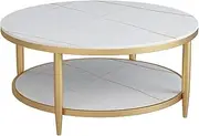 Coffee Table Round Coffee Table Accent Table for Living Room Coffee Table and End Table Sets Center Table for Living Room Furniture(Blanc)