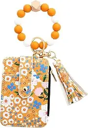 [Fruusv] Flower Wallet Purse, Keychain Wristlet Wallet, Folded Edge Wallet, Lovely Faux Leather Purse, Small Credit Card Wallet, Silicone Bracelet Wallet, Cute Wallet for Women