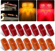 14Pcs Double Bullseye Led Marker Lights 10 LED, 2x4 Rectangle Led Trailer Marker Lights Red/Amber Surface Mount 12V Airstreams RV Camper Led Marker Clearance Lights Sealed (7 Amber+ 7 Red)