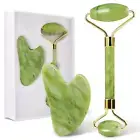 Gua Sha Facial Tools & Jade Roller Set for Skin Care, Reduce Puffiness and Impro