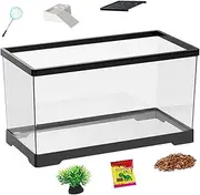 Turtle Aquarium Kit | Tortoise Tank | Habitat Terrarium with Bottom Drainage for Amphibians Reptiles Frogs Crabs Snakes Tortoises Geckos Hermit