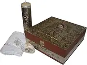 Premium Quality Baptism Kit with Baptism Candle, Baptism Towel, Baptism Shell and Rosary, Kit de bautizo de Alta Calidad de la Virgen de Guadalupe, Premium Christening kit, Kit de bautizo Católico