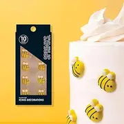 Sprinks Bumble Bee Icing Decorations | 10 Pack | Edible Toppers for Cupcakes Cookies Cakes | Birthday Decorating | Special Occasions