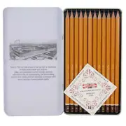 12 KOH I NOOR HARD PENCILS HB - 10H GRAPHITE TECHNICAL DRAWING SKETCHING TIN SET