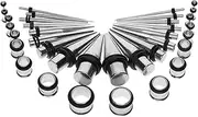 [Fiocias] 36Pcs Tapered Reille Gauge Kit with Reille Plugs - Rings 14G - 00G Stretching,