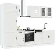 8 Piece Kitchen Cabinet Set Kalmar White Engineered Wood, Durable Moisture Resistant, Ample Storage Compartments, Adjustable Feet, Easy Maintenance