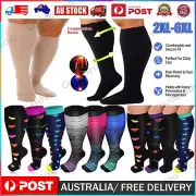 2XL-6XL Plus Size Compression Socks 20-30mmhg Extra Wide Calf Knee High Stocking