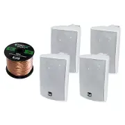 4x Pyle 3.5'' 200 Watt Marine Speaker (White), and Enrock 16G 50FT Wire