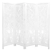 Life Dig 4 Panel Room Divider Screen Privacy Shoji Timber Wood Stand - White