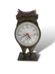 5" Owl Sculpture Clock - Antique Metal Design, Unique Decorative Accent