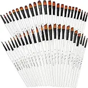 48 Pcs Paint Brushes,Artist Acrylic Paint Brush,with Round,Angled,Flat and Hazelnut Brush,for Watercolor Acrylic Painting Nail Art,Body Painting,Face Paint,Rock,Gouache Oil Paint,Fabric Paint