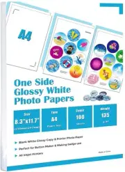 One Side Glossy Photo Paper A4 135g Specially for button maker use