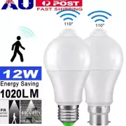 1-10X LED PIR Motion Sensor Light Bulbs E27 B22 12W Smart Detector Globe Lamp