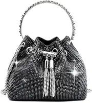 [HROECHY] Rhinestone Purse for Women Sparkly Shoulder Bag Evening Clutch Shiny Silver Diamond Purse Bling Rhinestone Bags