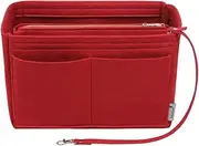 Himai Purse Organizer Insert, Bag Organizer, Bag in Bag, Perfect for Speedy Neverfull and More, 5 Size, Red, Slender Large