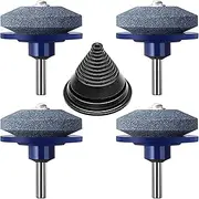 4 PCS Lawn Mower Blade Sharpener with 1 Pcs Balancer, Universal Multi-Sharp Rotary Lawnmower Sharpen for Power Drill Hand Drill and Lawn Mower Blade Balancer, Mower Sharpening Stone Wheel Kit