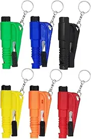 FLOWERTEEN 6Pcs Car Window Breaker Tool, Glass Breaker and Seatbelt Cutter, Car Escape Tool,3-in-1 Glass Breaker and Seatbelt Cutter & Survival Whistle for Land & Underwater