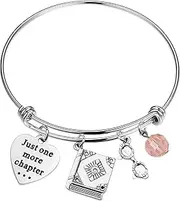 [PLITI] Bookworm Gifts for Women Book Lover Gifts Book Club Gifts Bibliophile Gifts Literature Book Lovers Jewelry Gift Librarian Gift Just One More Chapter Bangle for Reader Writers